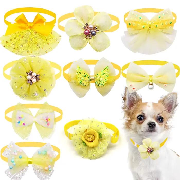 50PS petit chien chat noeud papillon mignon en vrac dentelle chien noeud papillon collier pour chien
