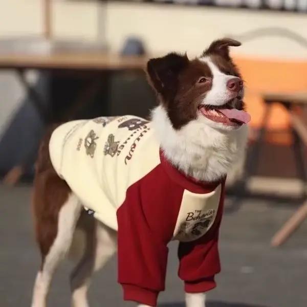 Sweat-shirt à capuche pour chien de grande taille à motif de dessin animé, pull chaud d'automne et d