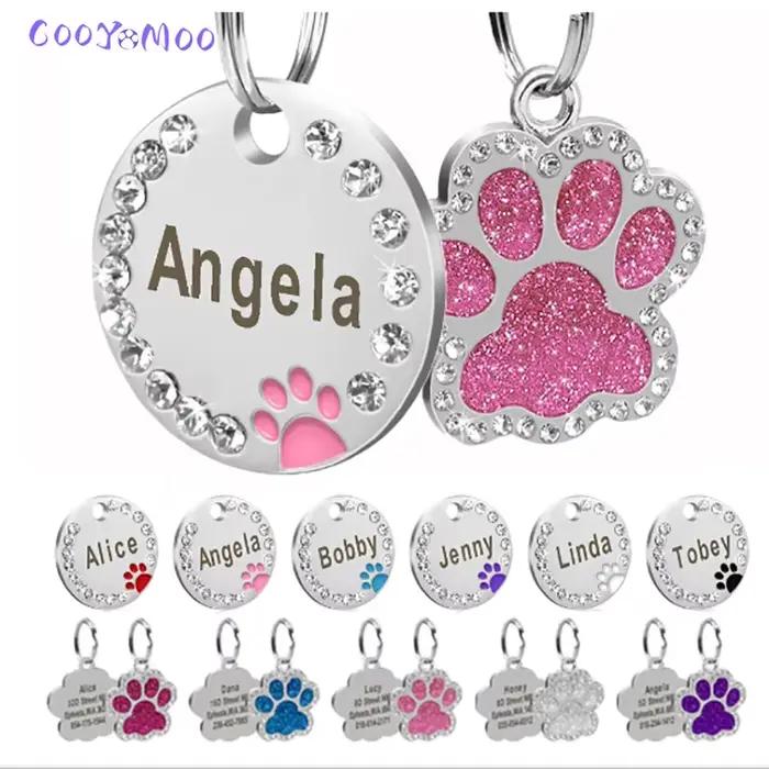 Collier pendentif avec nom d'animal de compagnie gravé en acier inoxydable, étiquettes d'identificat