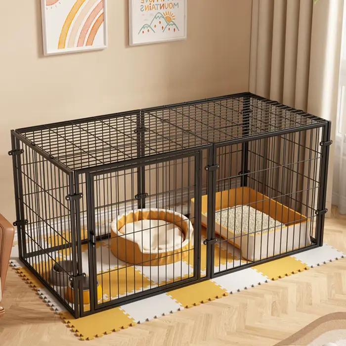 Cage pour animaux de compagnie de 48 pouces, facile à assembler, en fil métallique robuste, avec porte, empilable, pour chiots/chiens de petite taille/lapins/porcs