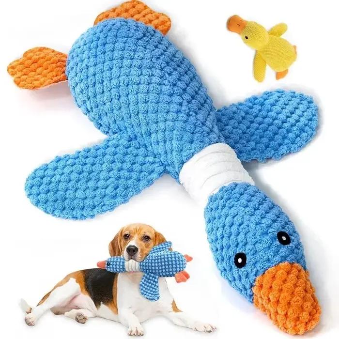 Jouet en peluche pour animaux de compagnie, canard apaisant, compagnon de canard endormi, jouet à mâcher, Durable, grinçant pour chiot, nettoyage des dents d'animaux, jouet à mâcher pour animaux de co