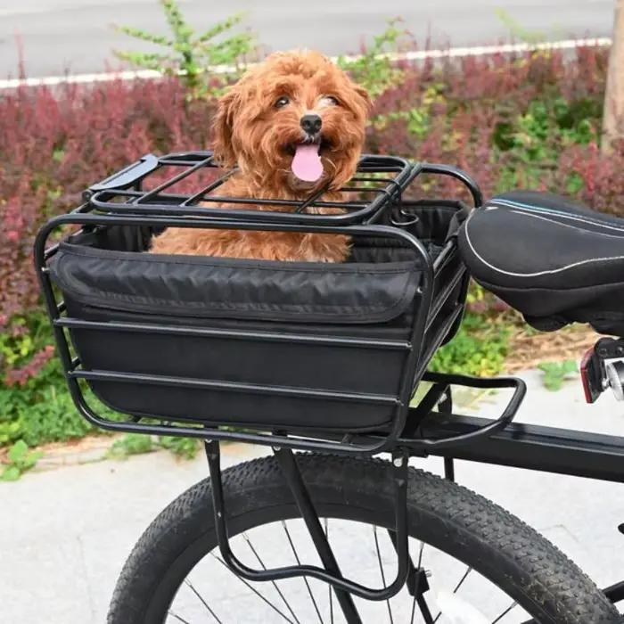 Panier de vélo 2-en-1 pour chien, pour porte-bagages arrière, panier de transport pour animaux de compagnie, convient aux chiens et chats de petite et moyenne taille jusqu'à 12 lb, pour les courses qu