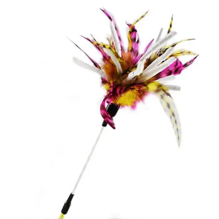 Chat papier laine spirale plume tige taquiner