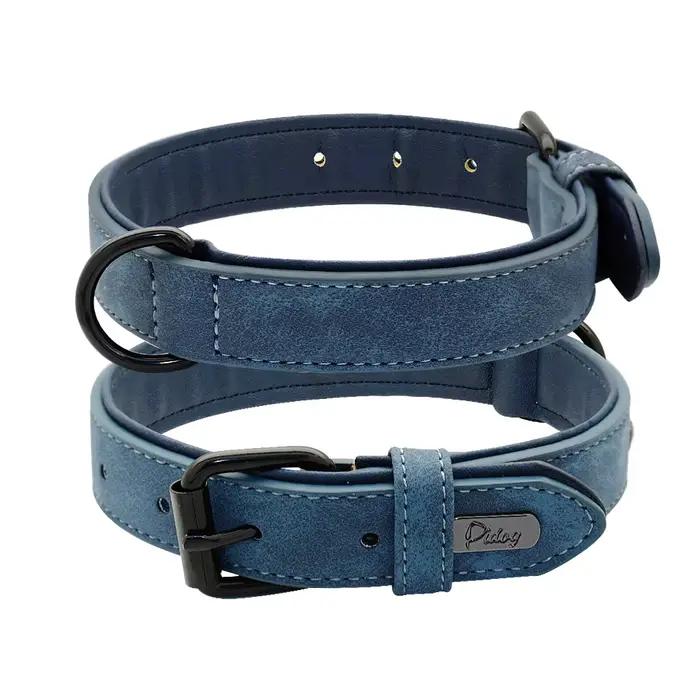 Colliers de chien en cuir souple rembourré grand chien Pitbull bouledogue collier réglable pour peti