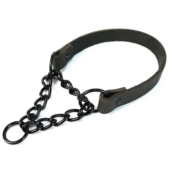 Collier ras du cou en cuir véritable pour chiens