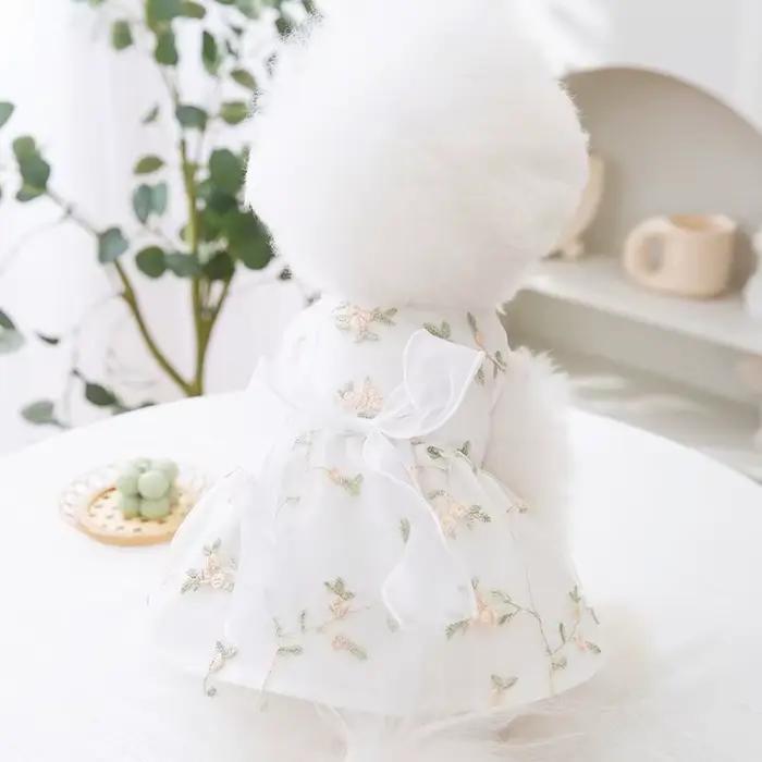 Robe d'été pour petits chiens, vêtements imprimés à la mode, jupe de princesse pour chiot, avec nœud