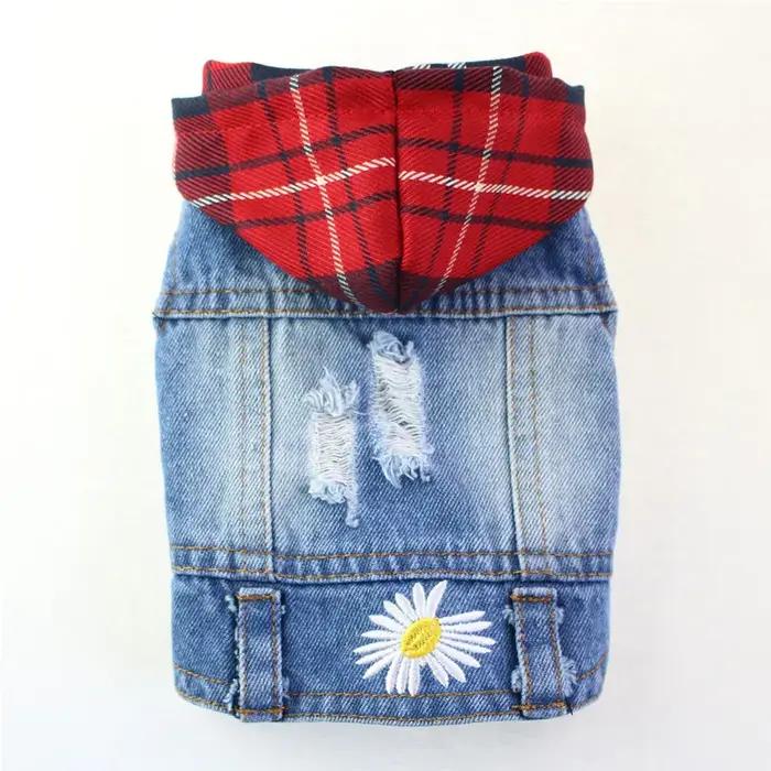 Vêtements pour animaux de compagnie Denim chien Costume été Cowboy gilet marguerite chemise jean veste chiot