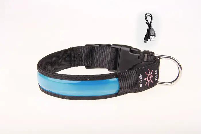 Chien LED Collier réglable USB Rechargeable, 3 Modes, étanche, sécurité nocturne, réfléchissant,