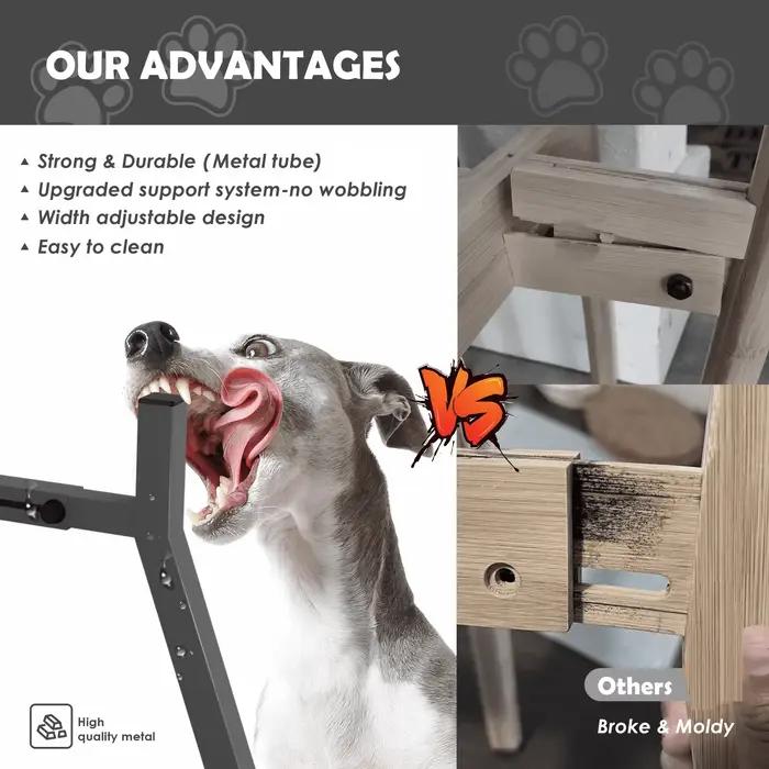 Support de bol surélevé en métal à largeur réglable pour chiens Extra Large