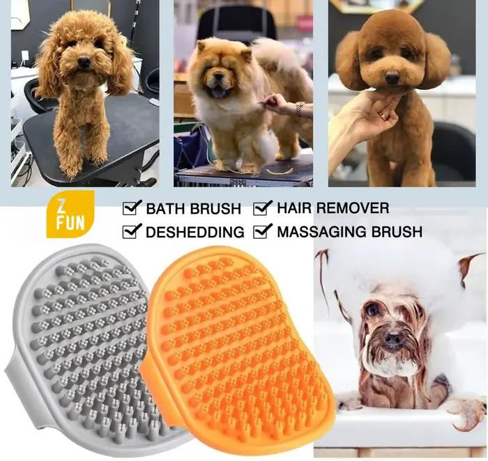 Brosse de bain pour chien, toilettage pour chiens, Massage apaisant, poils en caoutchouc, peigne à c