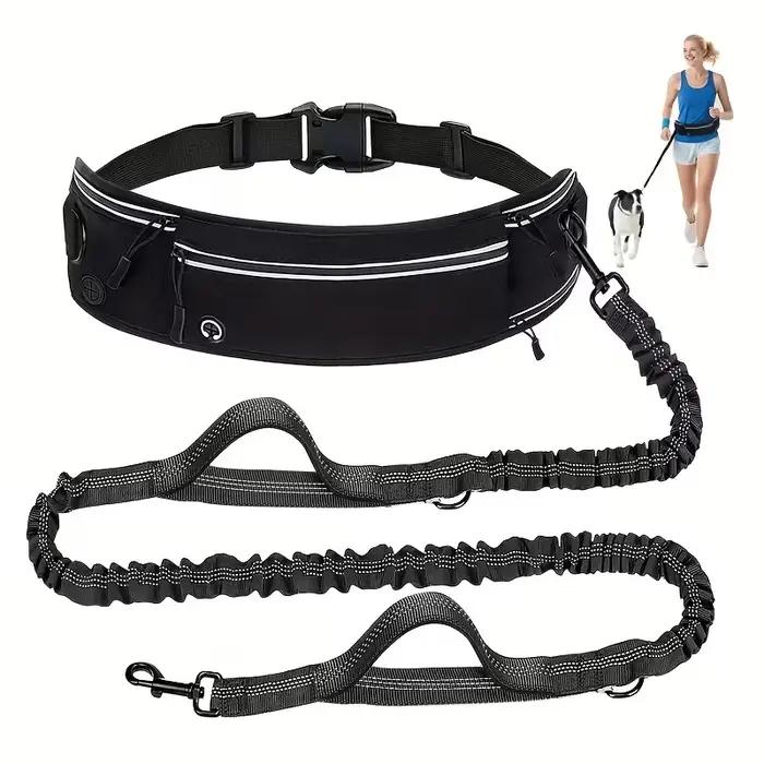 Laisse pour chien mains libres avec sac banane de course