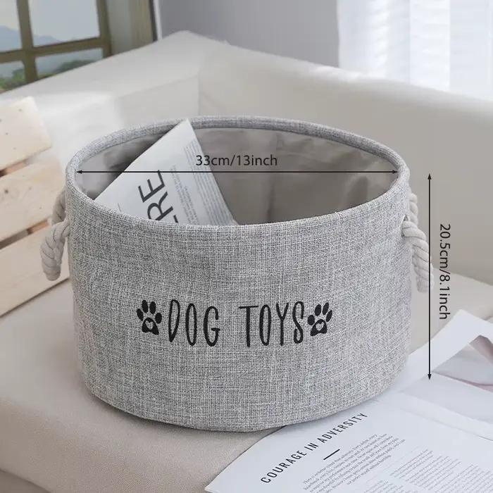 Grand panier de rangement pour jouets de chien en tissu simili lin - Organisateur rond spacieux