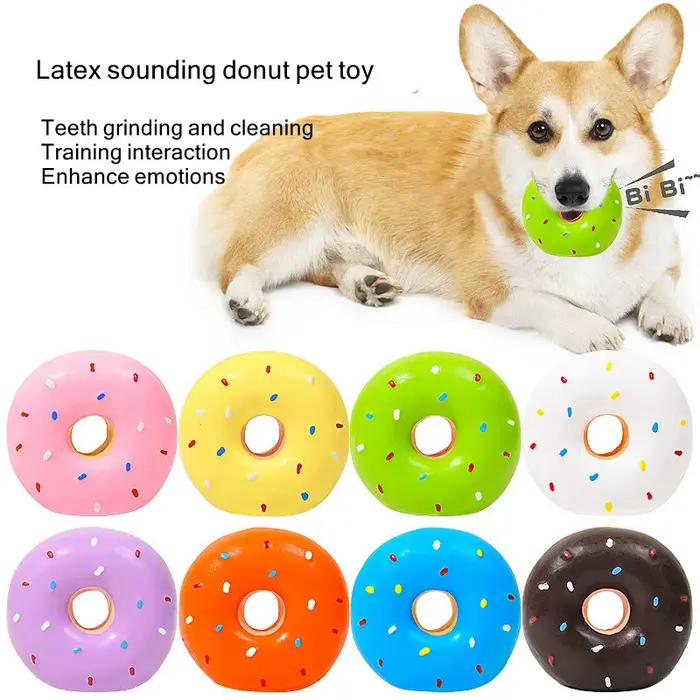 Nouveau Donut chien jouet à mâcher jouets sonores Simulation beignets meulage nettoyage soulagement des dents