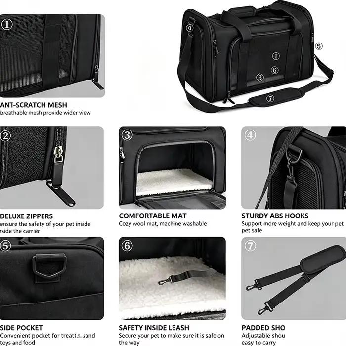 Sac à dos de transport pour animaux de compagnie approuvé par les compagnies aériennes, sac de voyage souple pour petits chiens et chats, léger et portable pour le transport de chats