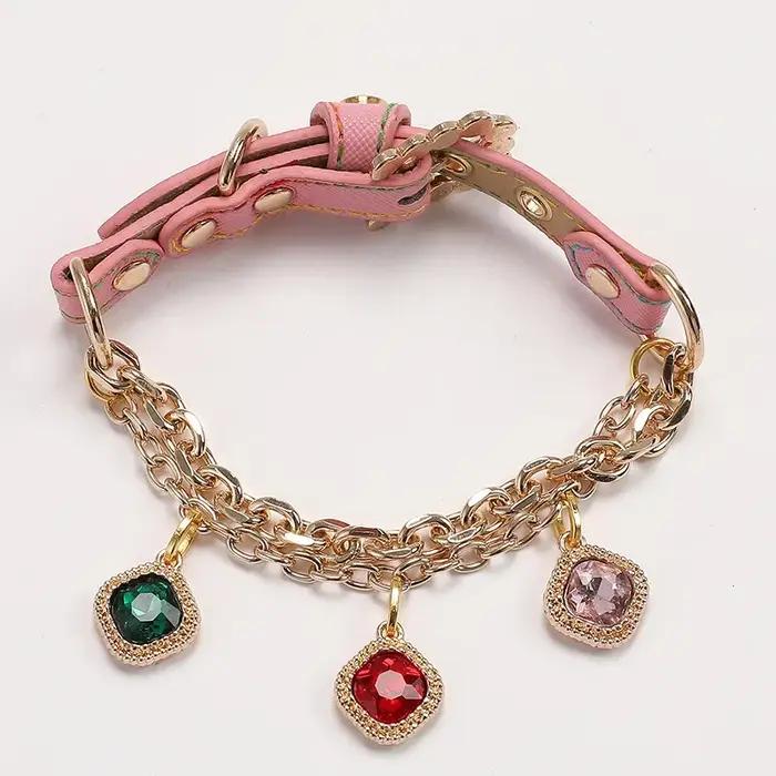 Collier réglable avec pendentif en diamant pour animaux de compagnie