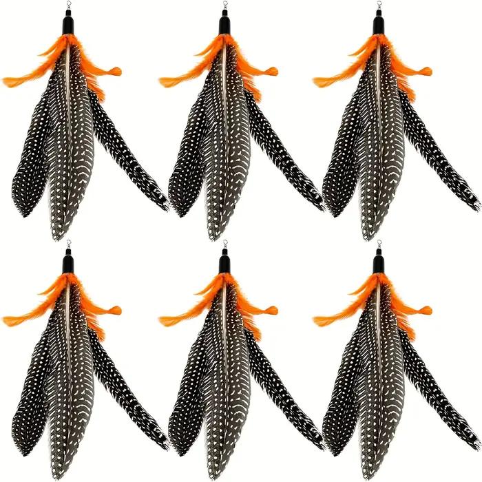 6 pièces jouet pour chat plume remplacement baguette pour chat recharges plumes d'oiseau naturelles