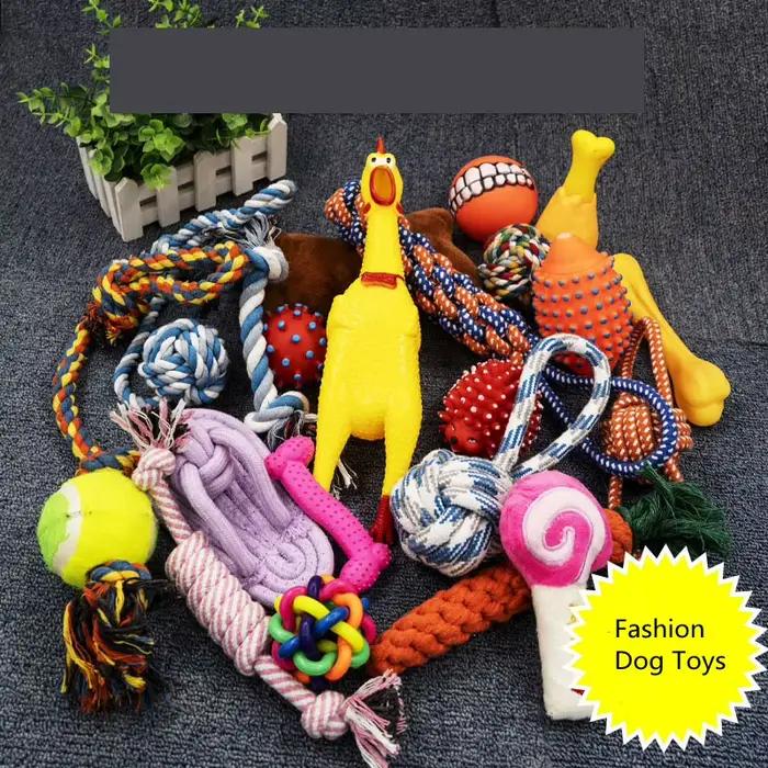 Jouets pour chiens, boule pour animaux de compagnie, corde en os, jouets en peluche grinçants, Kit d