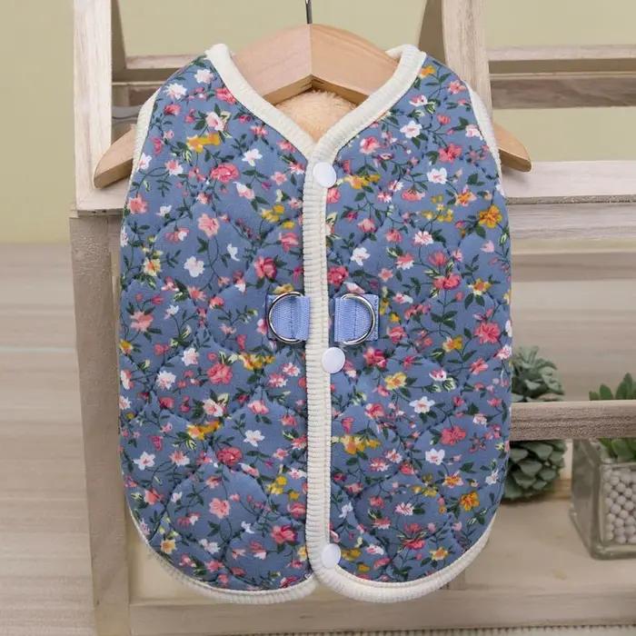 Vêtements pour chiens, veste rembourrée en coton à motif floral
