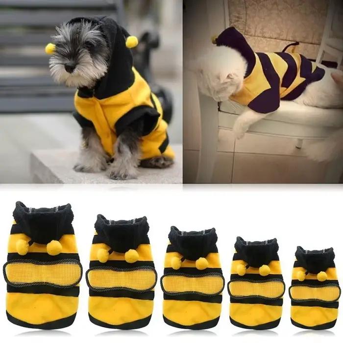 Abeille animal de compagnie chiot manteau vêtements tenue polaire vêtements chien chat à capuche fan
