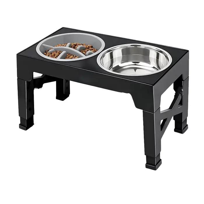 Bols surélevés pour chiens avec support réglable et double bols en acier inoxydable pour nourriture