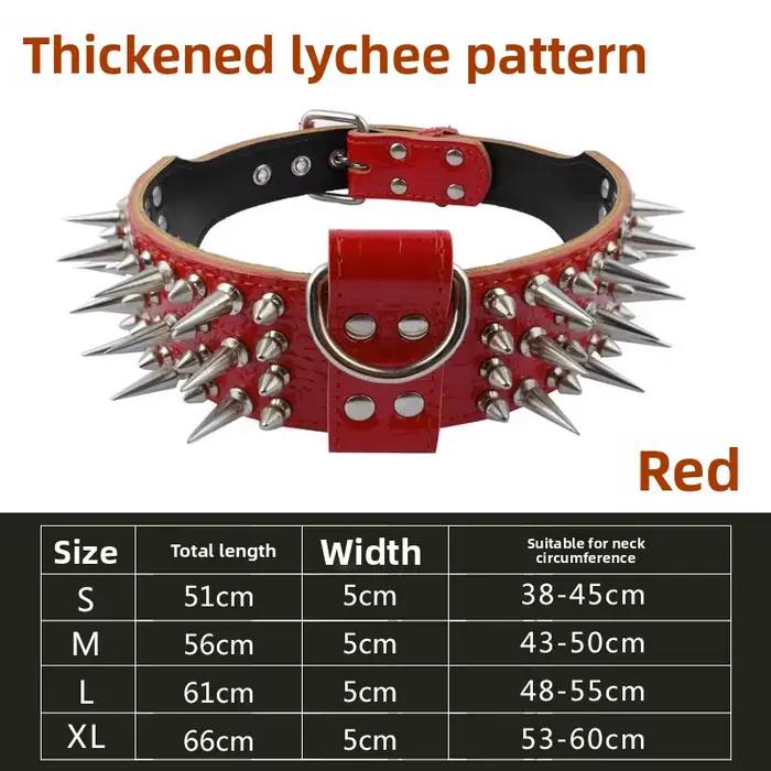 Collier pour animaux de compagnie en cuir rouge à rivets, réglable et robuste pour chiens de taille