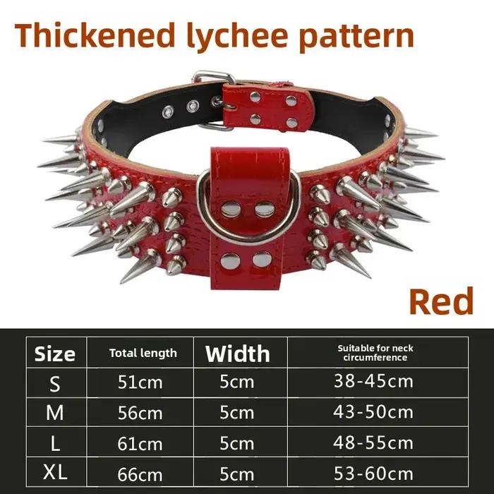 Collier pour animaux de compagnie en cuir rouge à rivets