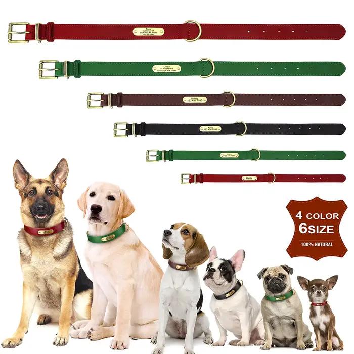 Collier de chien personnalisé en cuir véritable