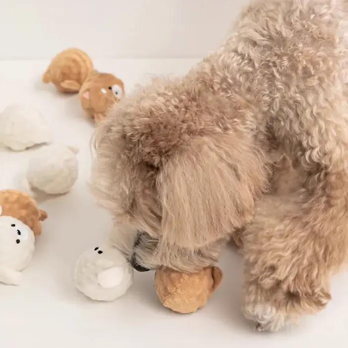 Jouet de boule de chiot grinçant – Mastication rebondissante à pointes pour le nettoyage des dents