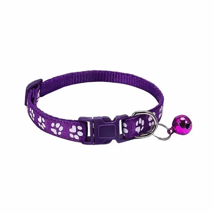 Collier pour animaux de compagnie avec cloche empreinte de dessin animé coloré chien chiot chaton anneau de sécurité