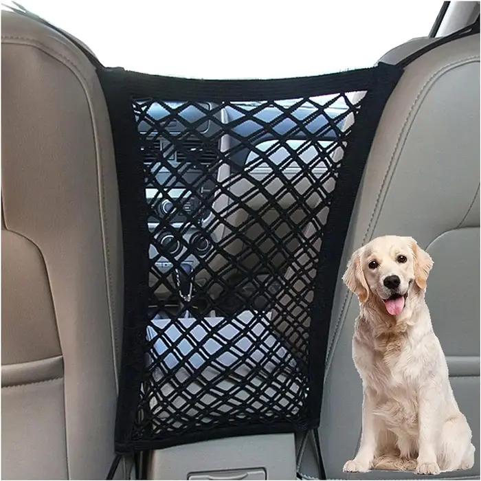 Barrière de voiture pour animaux de compagnie barrière de voiture pour chien avec sac de rangement e