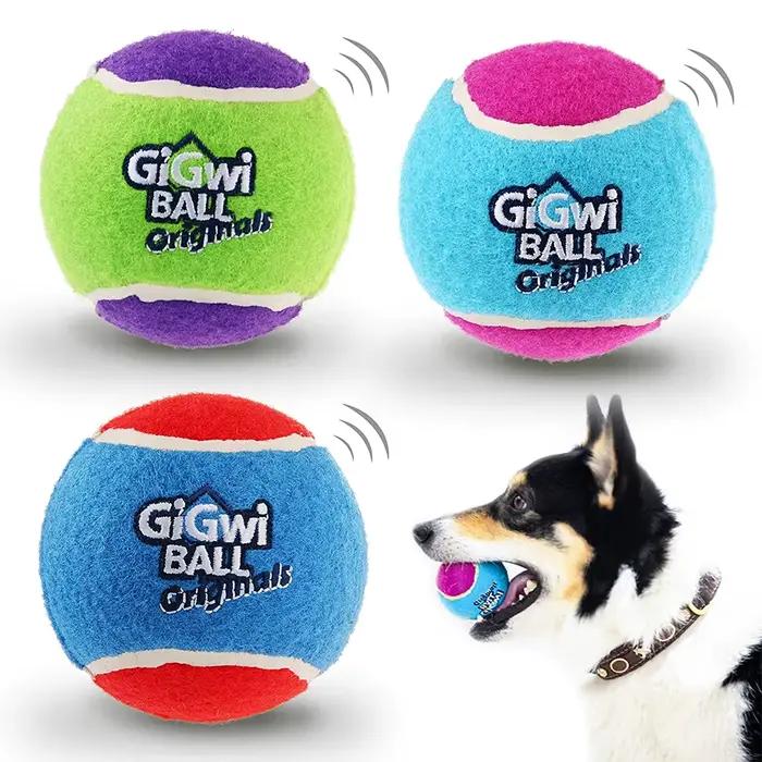Balle de Tennis grinçante pour chien, jouets interactifs pour chien, son à rebond élevé, balle en ca