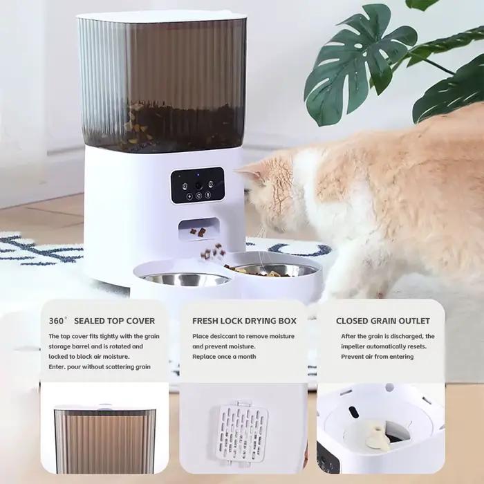 Distributeur automatique de nourriture pour animaux de compagnie 5L avec caméra, distributeur intell