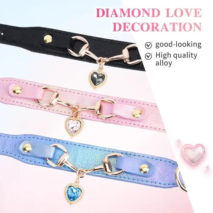 Beau collier pour chat et chien en PU décoré d'amour étincelant