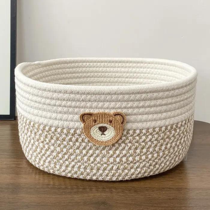 Panier de rangement en tissu motif ours mignon
