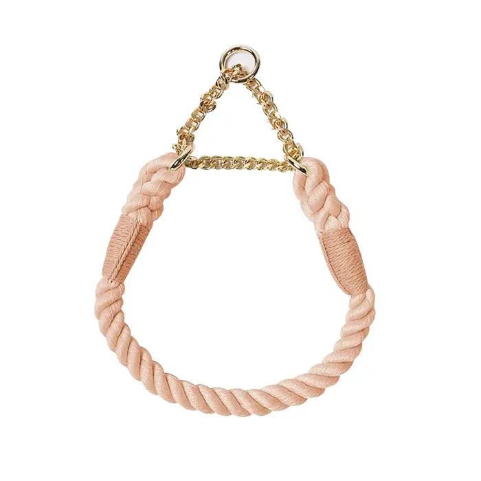 Collier pour chien avec chaîne en acier inoxydable et corde en coton tressé