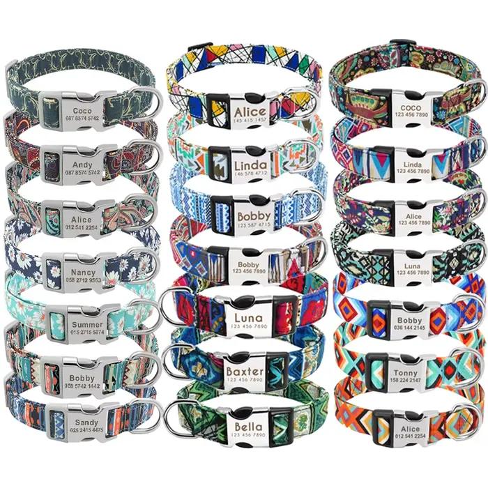 Collier de chien en nylon personnalisé, collier pour animaux de compagnie, étiquette d'identificatio