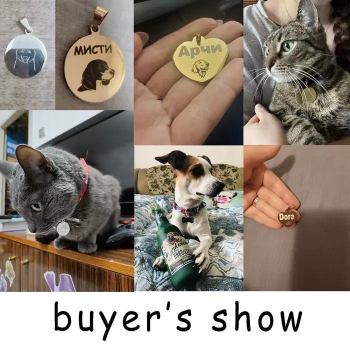 Étiquette d'identification personnalisée pour chien et chat, accessoires de collier, cercle gravé pe