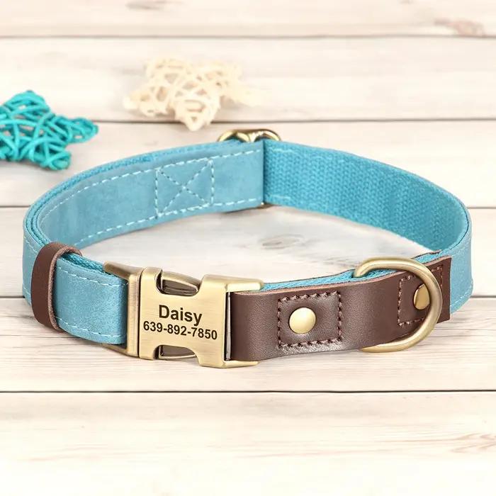 Collier de chien en cuir PU personnalisé gratuit colliers