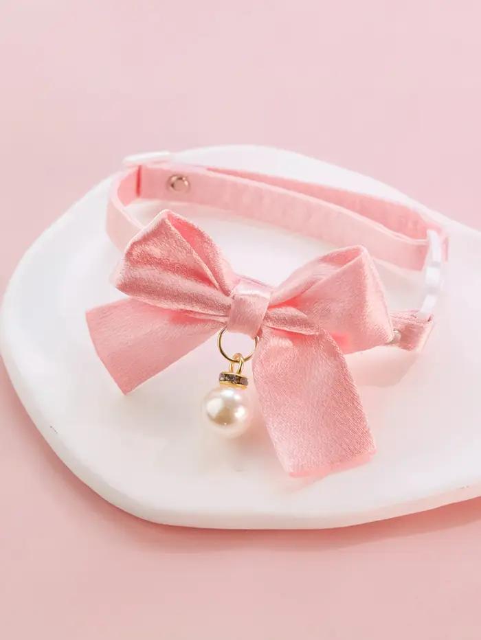 Collier en dentelle rose nickel é pour animal de compagnie