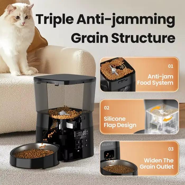 ROJECO mangeoire automatique pour animaux de compagnie bouton Version distributeur automatique de no