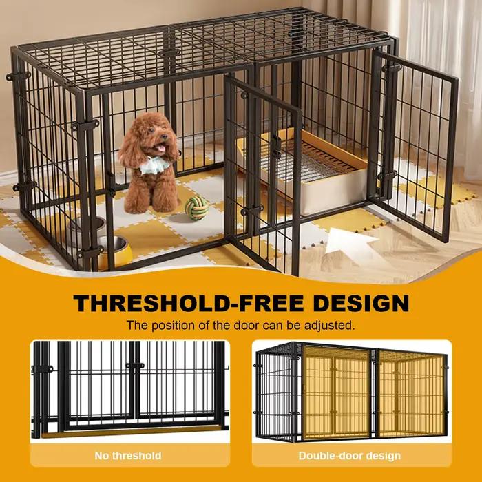 Cage pour animaux de compagnie de 48 pouces, facile à assembler, en fil métallique robuste, avec porte, empilable, pour chiots/chiens de petite taille/lapins/porcs