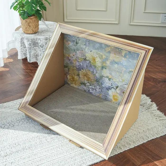 Chenil ondulé créatif pour chien et chat, cadre photo, Teddy, petite maison pour chien, chalet, peinture à l'huile, accessoires de produits pour animaux de compagnie