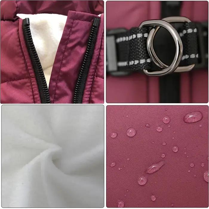 Vêtements d'hiver pour chien avec harnais, veste imperméable et chaude en coton pour petits et grand
