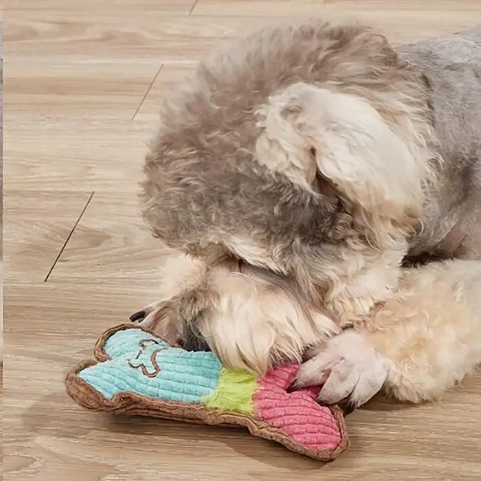 1pc jouets grinçants pour chiens, os en peluche chiens jouet à mâcher pour chiot de petite et moyenn