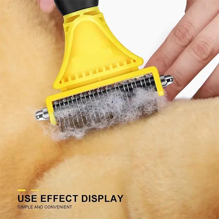 Brosse de toilettage pour animaux de compagnie, en acier inoxydable, double face, perte et démêlage,