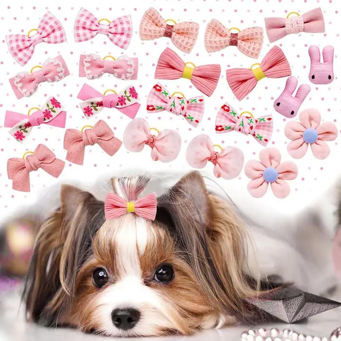 Nœuds de cheveux de petit chien de Style rose