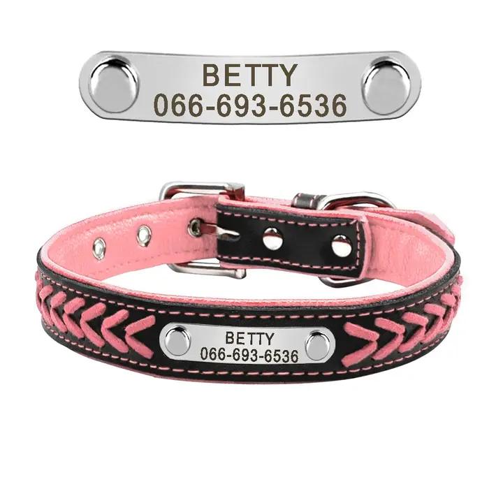 Collier de chien personnalisé en cuir rembourré pour chiens