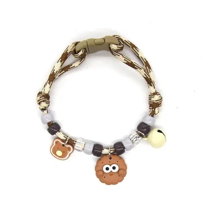 Mignon animal de compagnie coloré avec cloches réglable chat chiot collier tressé
