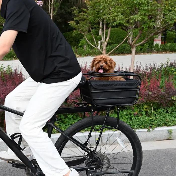Panier de vélo pour chien, pour porte-bagages arrière, panier de transport portable pour animaux de compagnie, compatible avec la plupart des vélos, pour chiens de petite et moyenne taille