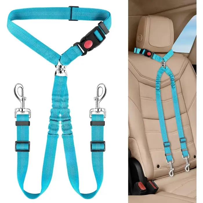 Harnais de sécurité double tête pour chien, réglable, avec connexion séparée, pour utilisation en vo